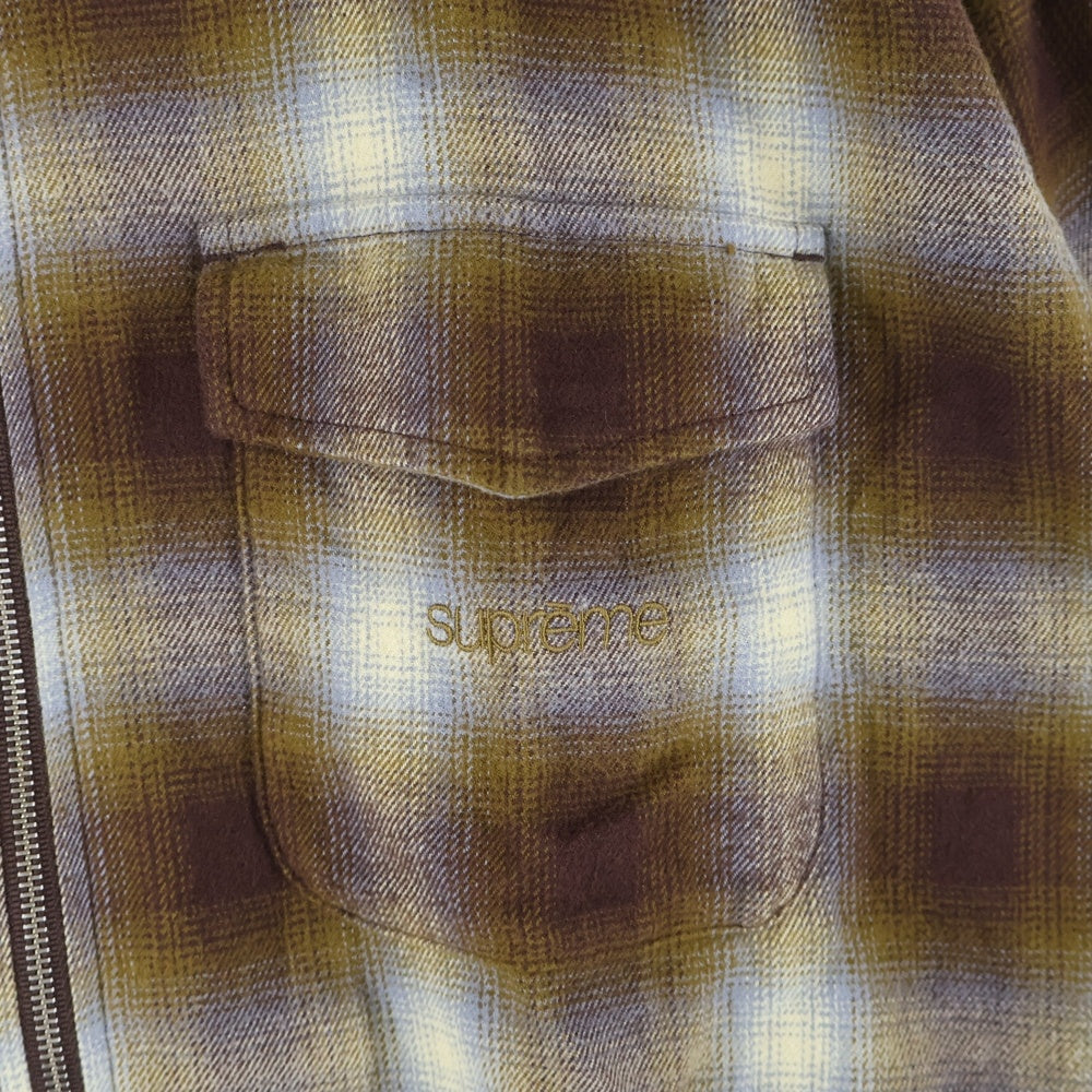 SUPREME(シュプリーム) Shadow Plaid Flannel Zip Up Shirt シャドウプレイドフランネルジップシャツ ブラウン