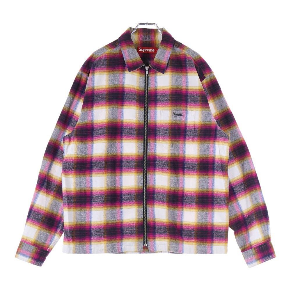 SUPREME(シュプリーム) 24SS Shadow Plaid Flannel Zip Up Shirtシャドー プレイド チェック フランネル ジップアップ ネルシャツ ジップシャツ マルチ
