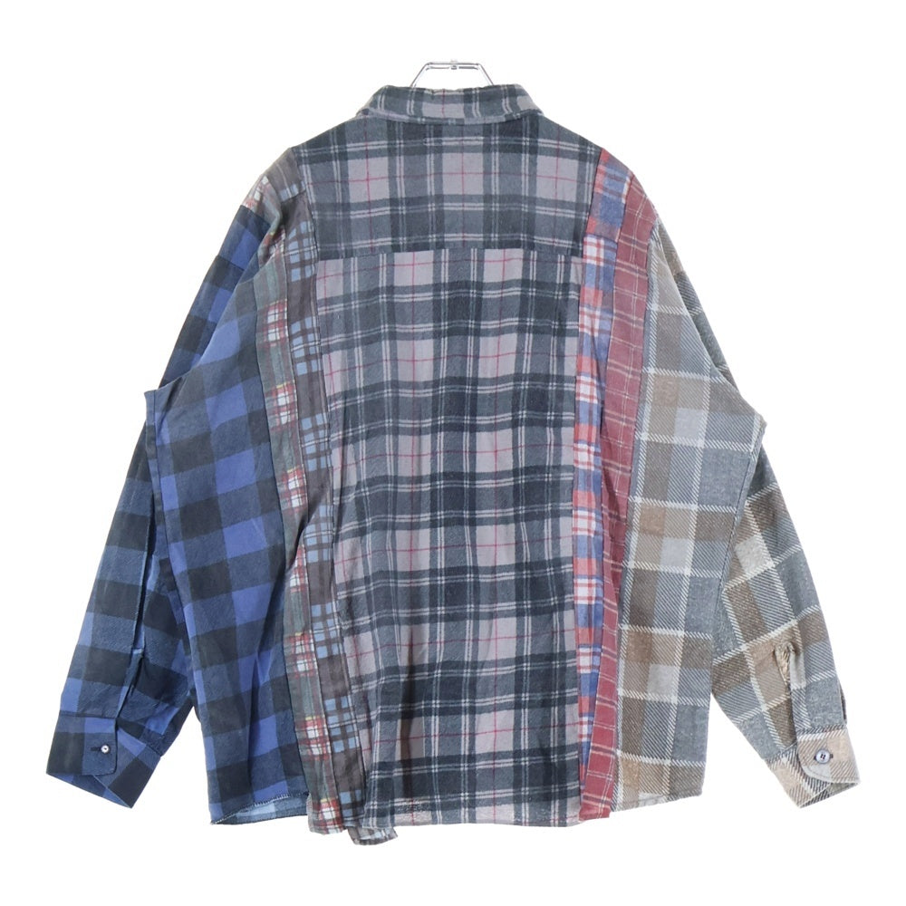 Rebuild by needles(リビルドバイニードルス) Flannnel Ribbon Wide Shirt 再構築 パッチワーク フランネル リメイク チェック 長袖シャツ マルチ LQ308