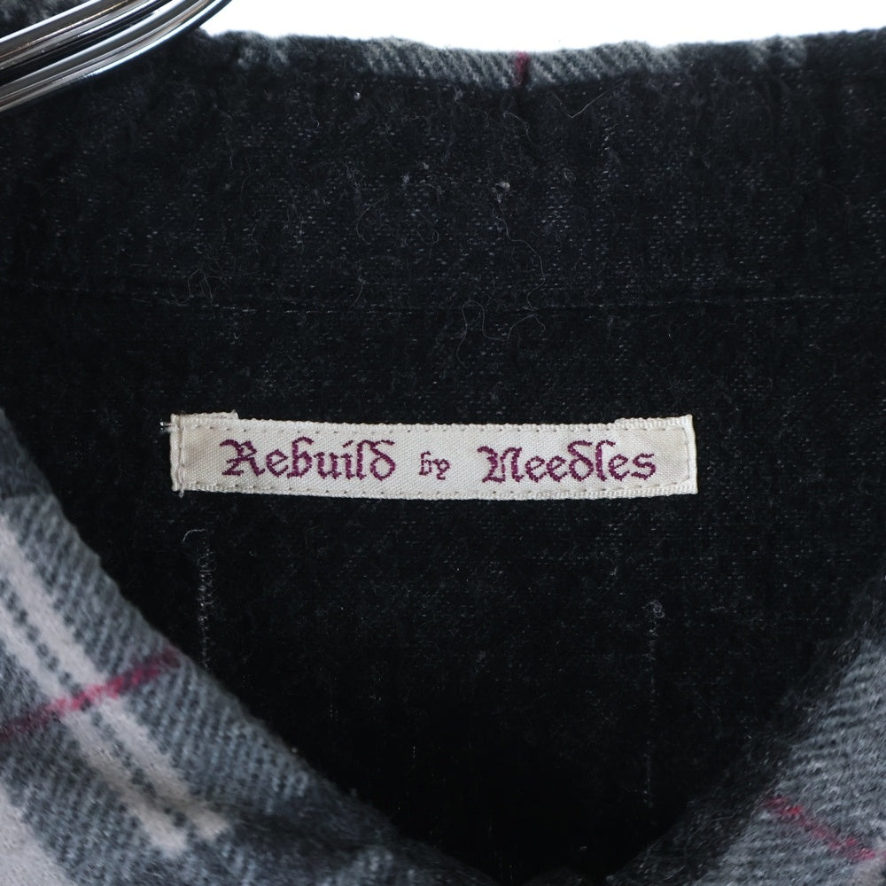Rebuild by needles(リビルドバイニードルス) Flannnel Ribbon Wide Shirt 再構築 パッチワーク フランネル リメイク チェック 長袖シャツ マルチ LQ308