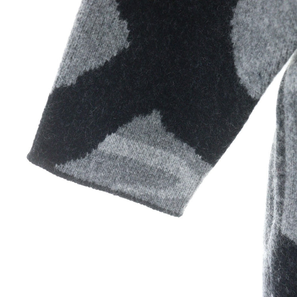 1 PIU 1 UGUALE 3(ウノピゥウノウグァーレトレ) FRINGE ROPE GOWN カモ柄 フリンジ ロープガウン ウールニット セーター グレー/ブラック MRK157 WCA022