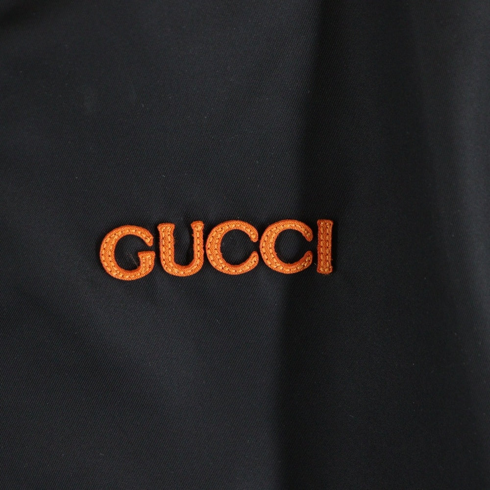 GUCCI(グッチ) ロゴ刺繍 ナイロン ツイルジャケット ブルゾン ブラック 804964