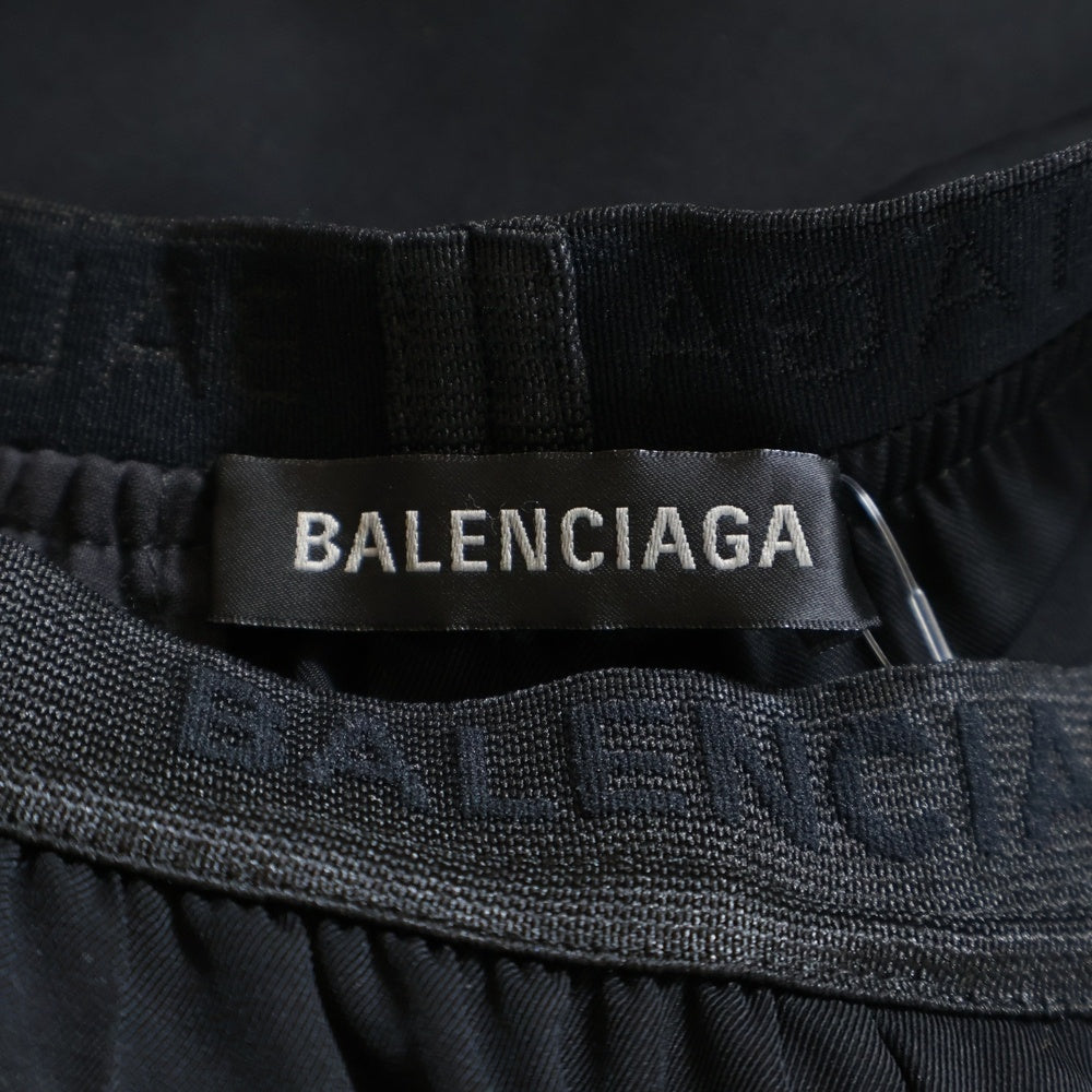 BALENCIAGA(バレンシアガ) Logo Elasticated Waist Wide Leg Trousers ウエストロゴ ワイドイージーパンツ ブラック 675482 TJO25