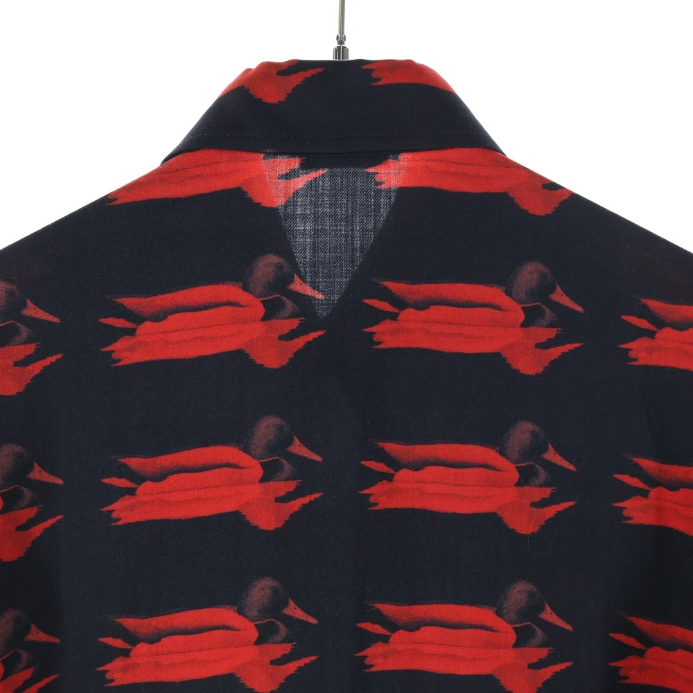 BURBERRY(バーバリー) 総柄デザイン ウール長袖シャツ レッド 8077847