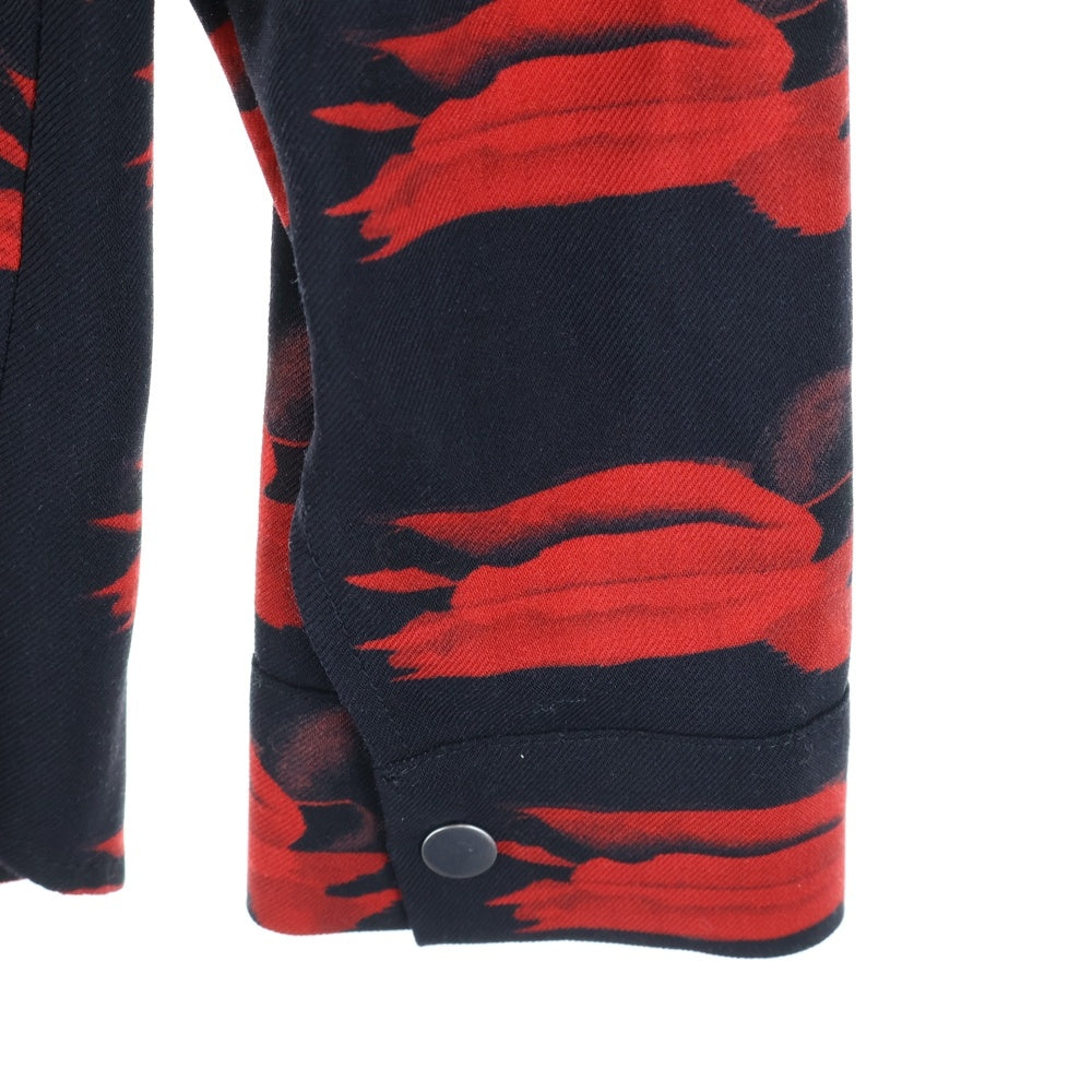 BURBERRY(バーバリー) 総柄デザイン ウール長袖シャツ レッド 8077847