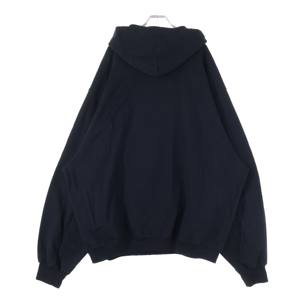 BALENCIAGA(バレンシアガ) 22AW Destroyed Logo-Print Hoodie デストロイダメージ加工 ロゴプリント スウェット プルオーバーパーカー フーディー ブラック 729361 TNVL2