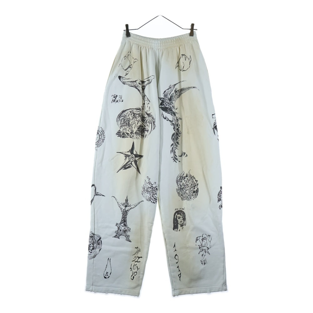 BALENCIAGA(バレンシアガ) 24SS Graffiti Baggy Sweat Pants グラフィックプリント バギースウェットパンツ ホワイト 787357 TQVK1