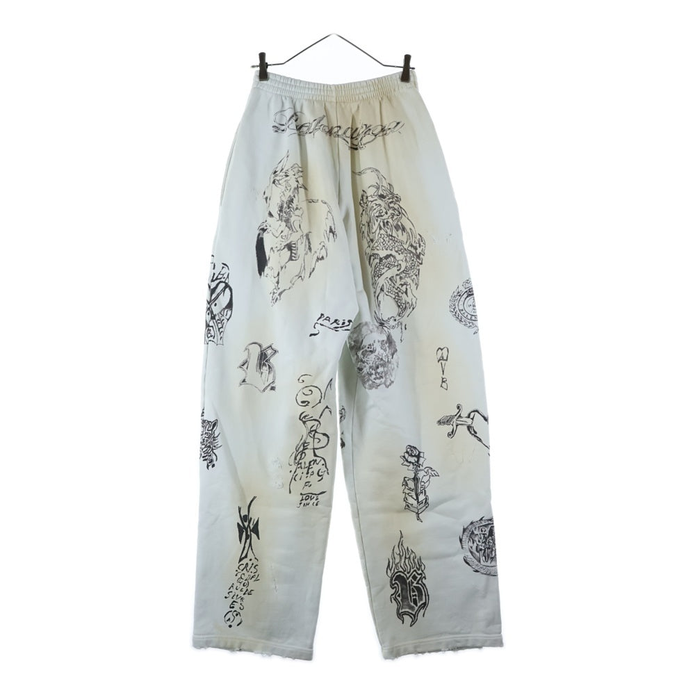 BALENCIAGA(バレンシアガ) 24SS Graffiti Baggy Sweat Pants グラフィックプリント バギースウェットパンツ ホワイト 787357 TQVK1