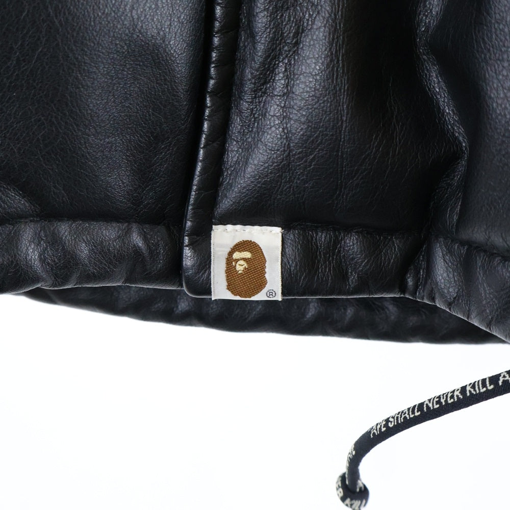 A BATHING APE(アベイシングエイプ) カウハイド マルチポケット レザージャケット ブルゾン ブラック
