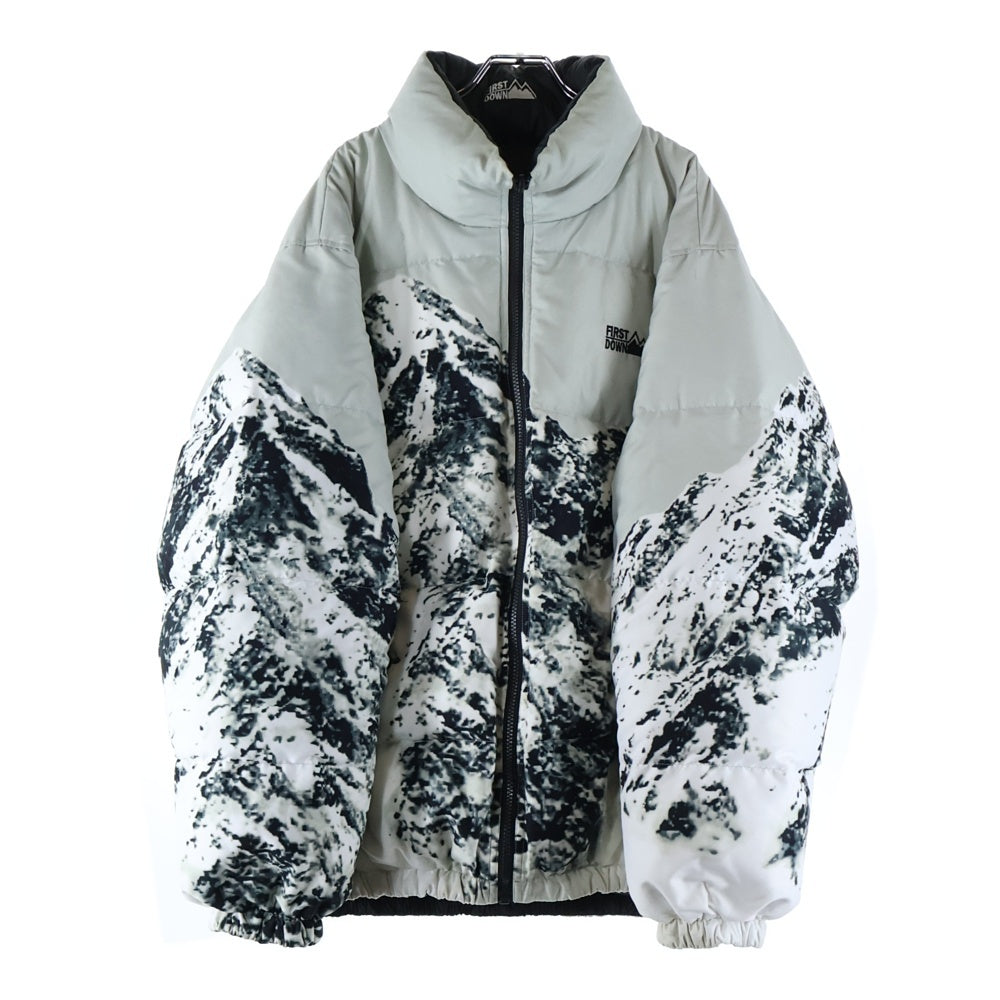 FIRST DOWN(ファーストダウン) 雪山 総柄デザイン リバーシブル ダウンジャケット ホワイト 642510