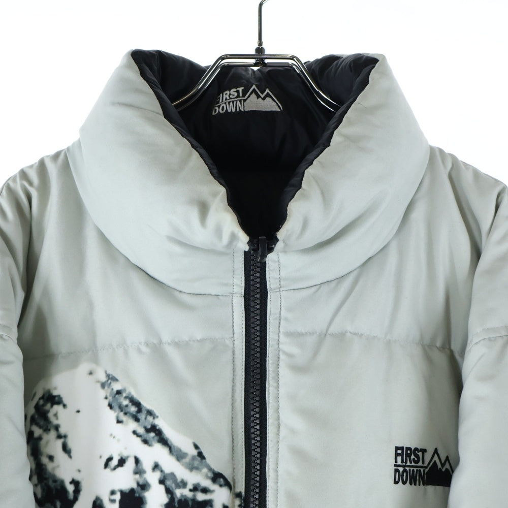 FIRST DOWN(ファーストダウン) 雪山 総柄デザイン リバーシブル ダウンジャケット ホワイト 642510