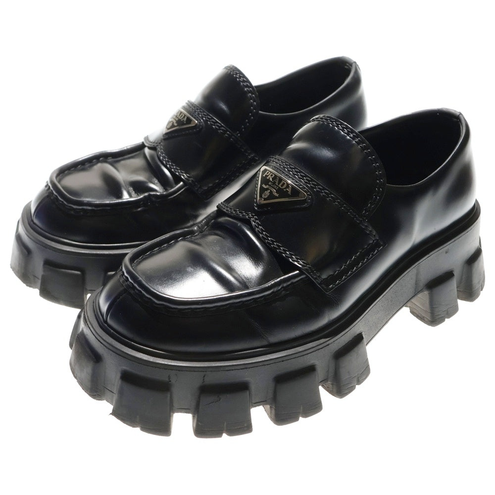 PRADA(プラダ) トライアングルロゴ モノリス レザーローファー ブラック 2DE129