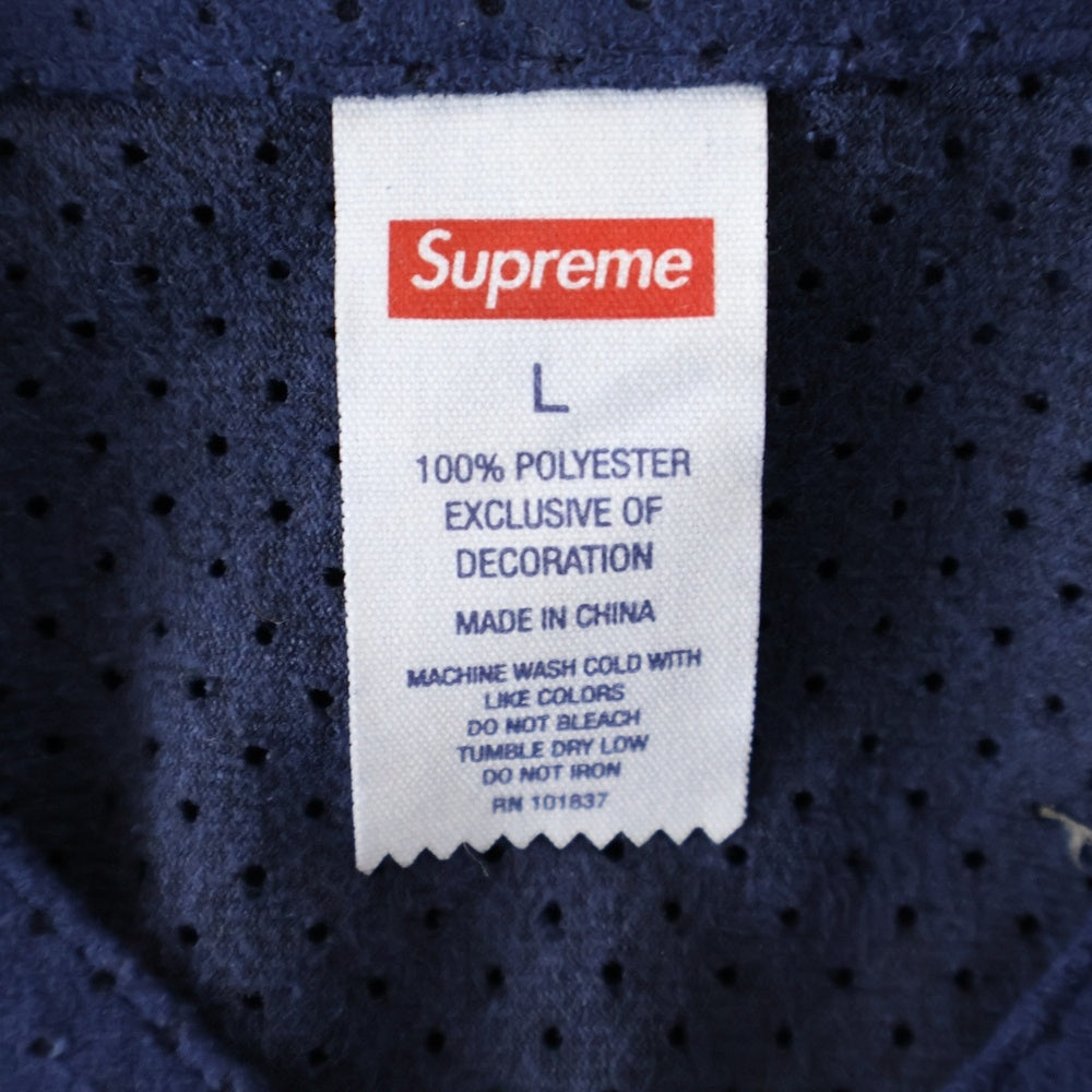 SUPREME(シュプリーム) 24SS Ultrasuede Mesh Beseball Jersey ウルトラ スエード メッシュ ベースボールシャツ ネイビー
