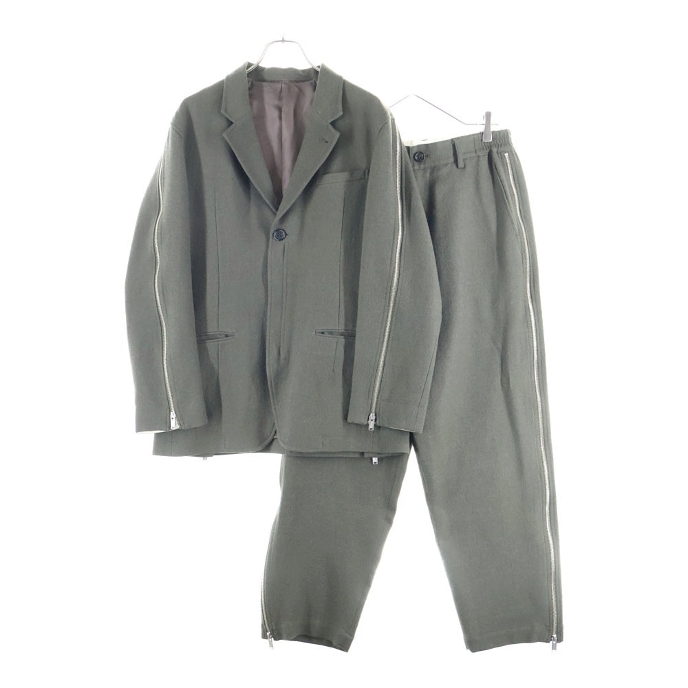 UNDERCOVER(アンダーカバー) 23AW シェットランドウール ZIPデザインセットアップ テーラードジャケット ノータックスラックスパンツ カーキ UC2C4104-1 UC2C4504-1