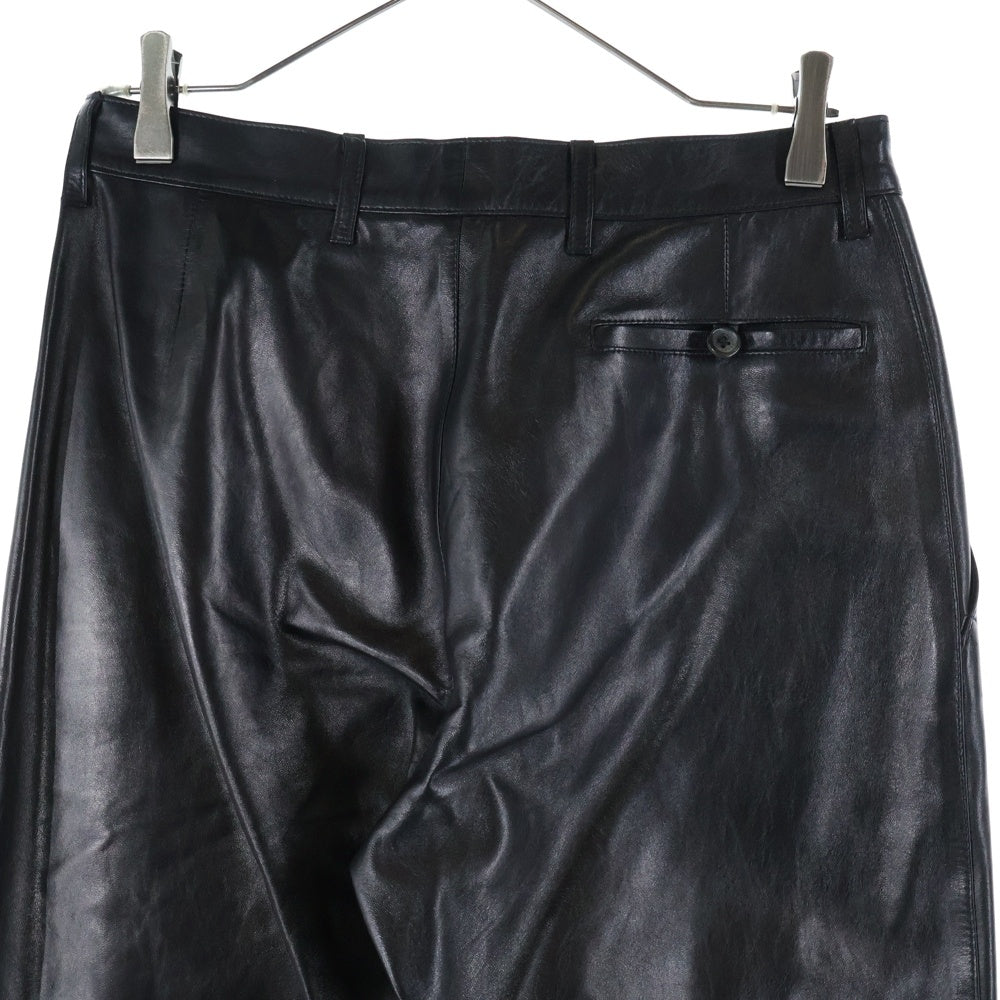 PRADA(プラダ) レザー ストレートパンツ ブラック