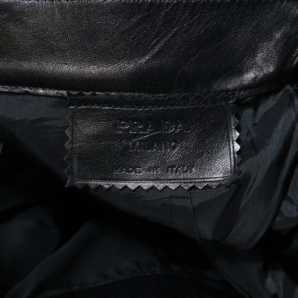 PRADA(プラダ) レザー ストレートパンツ ブラック