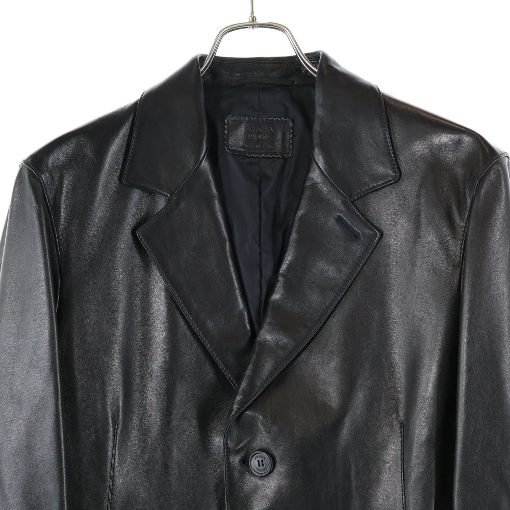 PRADA(プラダ) 3B レザー シングルテーラードジャケット ブラック