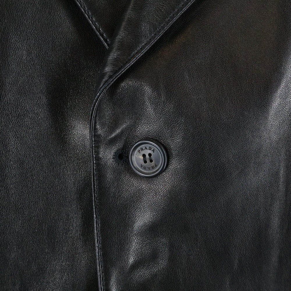 PRADA(プラダ) 3B レザー シングルテーラードジャケット ブラック