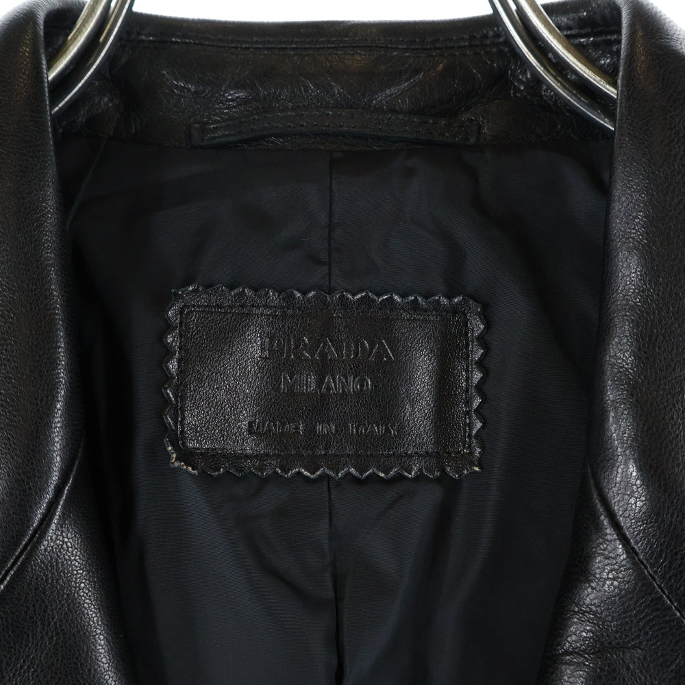PRADA(プラダ) 3B レザー シングルテーラードジャケット ブラック