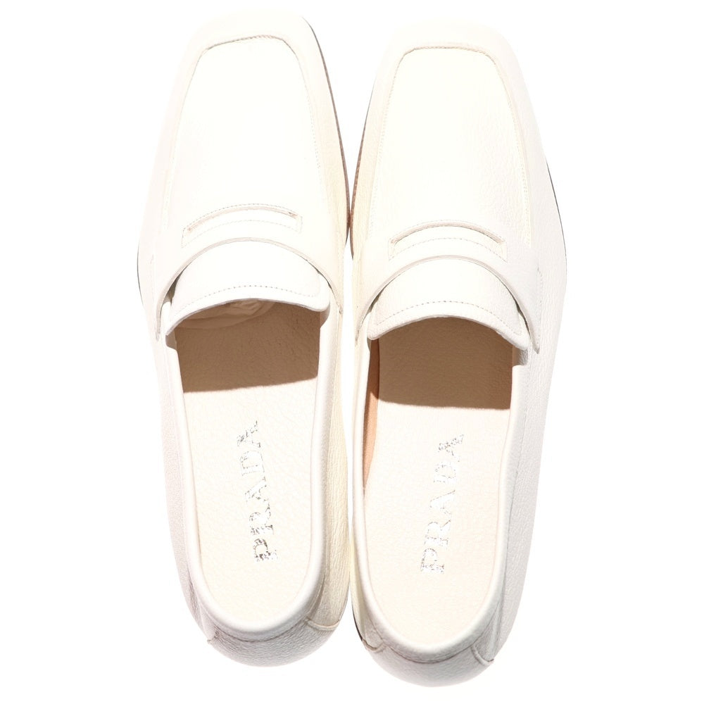 PRADA(プラダ) ウッドソール レザーローファー ローカットシューズ ホワイト