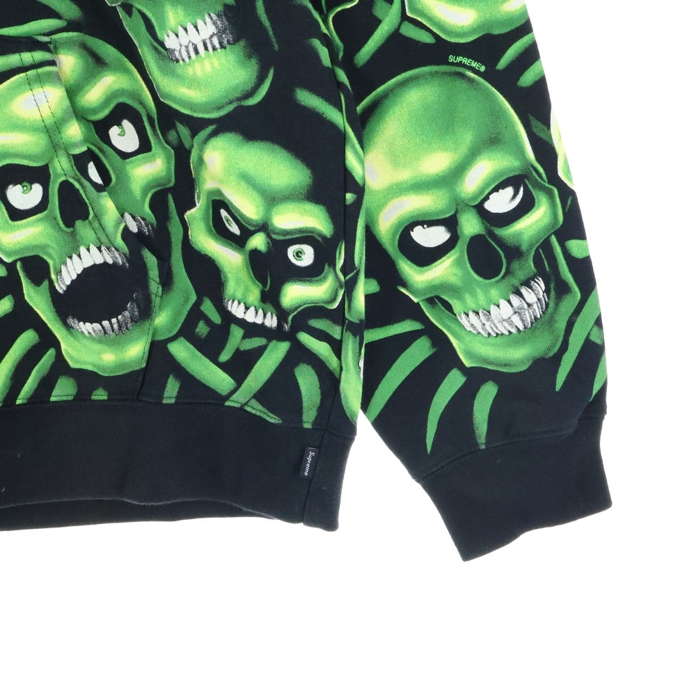 SUPREME(シュプリーム) 18SS Skull pile Hooded スカル パイル プルオーバーパーカー ブラック/グリーン