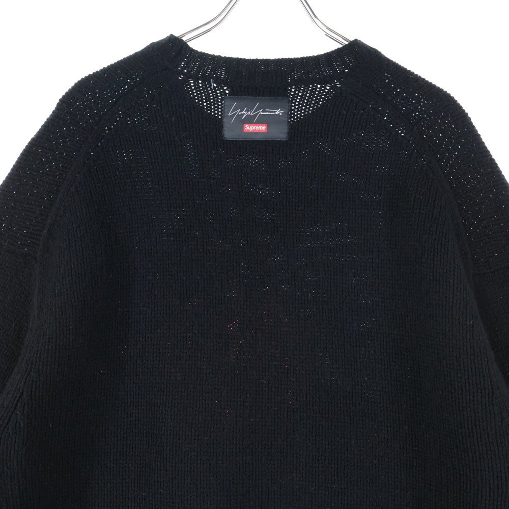 SUPREME(シュプリーム) 20AW × YOHJI YAMAMOTO sweater ヨウジヤマモト フロント花デザイン クルーネックニットセーター ブラック