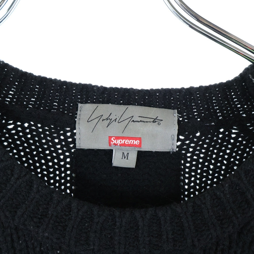 SUPREME(シュプリーム) 20AW × YOHJI YAMAMOTO sweater ヨウジヤマモト フロント花デザイン クルーネックニットセーター ブラック