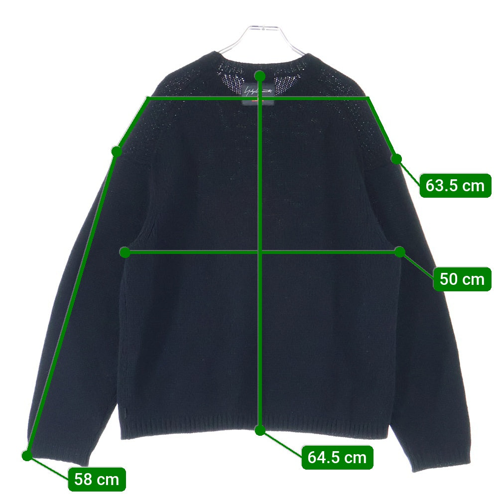 SUPREME(シュプリーム) 20AW × YOHJI YAMAMOTO sweater ヨウジヤマモト フロント花デザイン クルーネックニットセーター ブラック