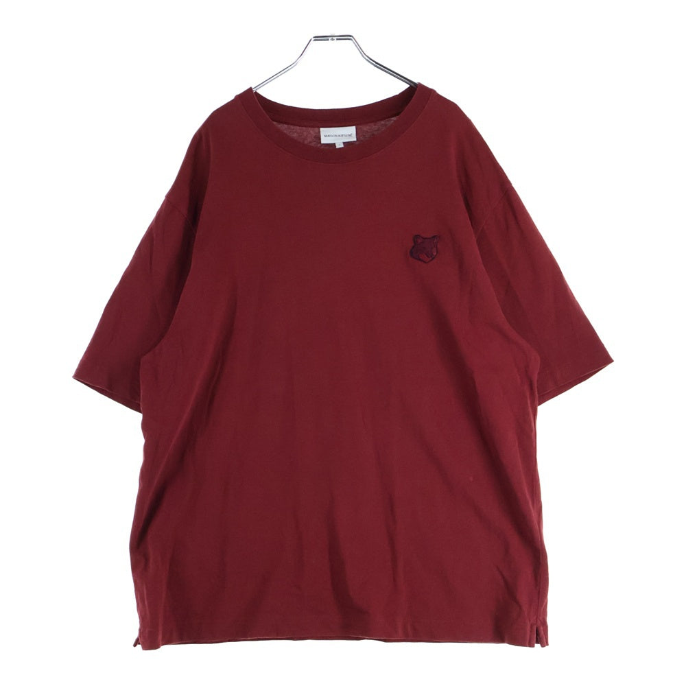 MAISON KITSUNE(メゾンキツネ) BOLD FOX HEAD PATCH OVERSIZE TEE フォックスヘッドパッチ 半袖Tシャツ カットソー ボルドー LM00107KJ0119