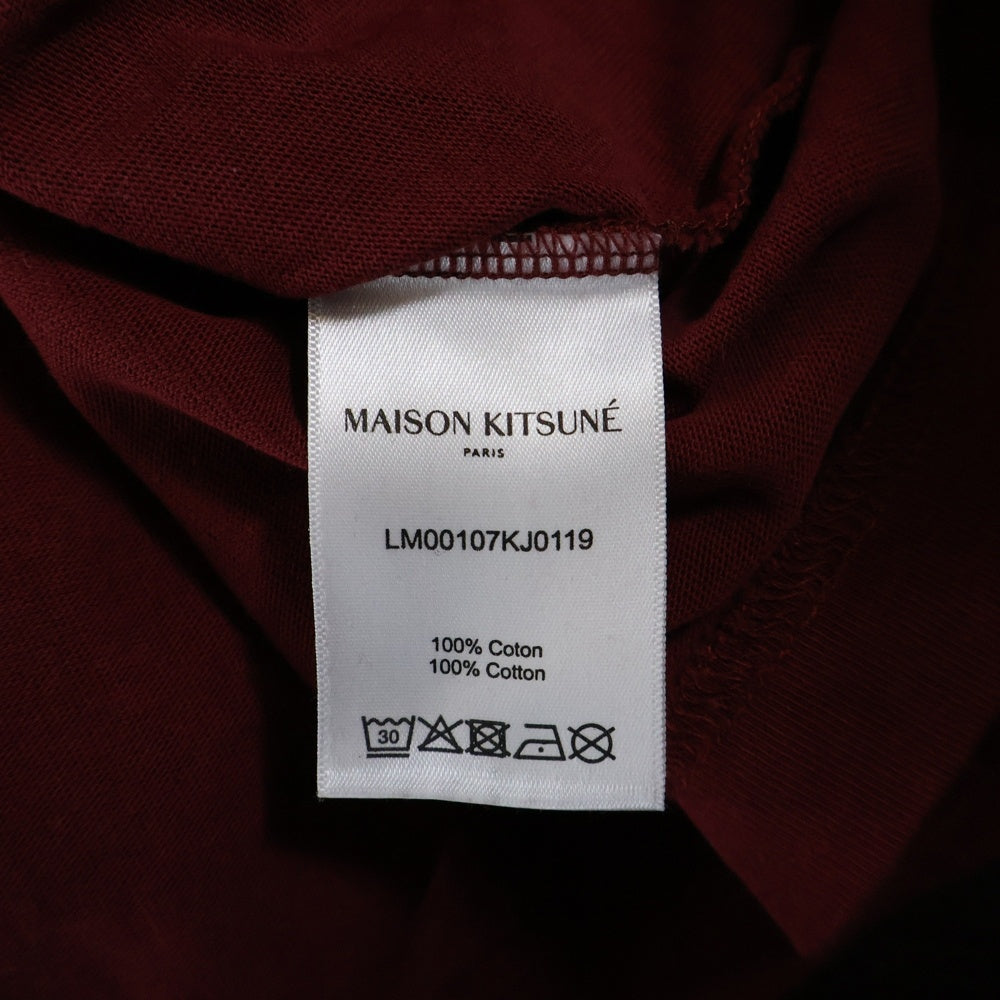 MAISON KITSUNE(メゾンキツネ) BOLD FOX HEAD PATCH OVERSIZE TEE フォックスヘッドパッチ 半袖Tシャツ カットソー ボルドー LM00107KJ0119