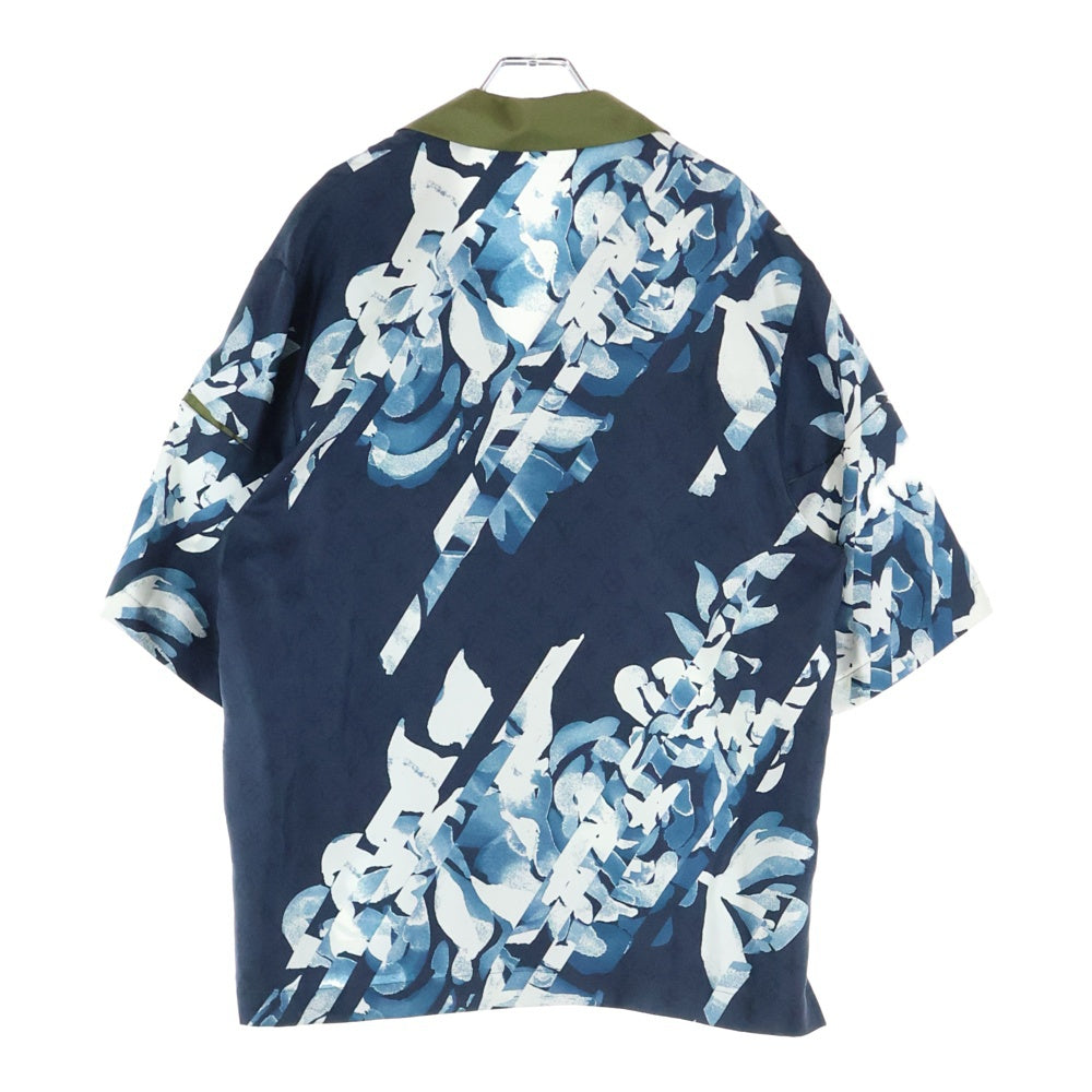 LOUIS VUITTON(ルイヴィトン) 24SS モノグラム 総柄デザイン シルク半袖シャツ ネイビー RM241M FSI HQS01W