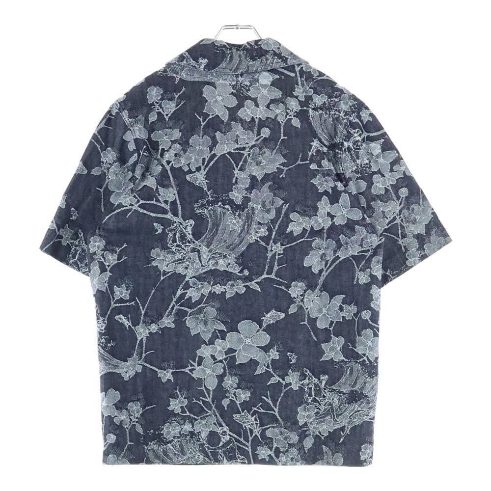 LOUIS VUITTON(ルイヴィトン) 24AW ロゴ刺繍 フラワー総柄 ジャガード デニム半袖シャツ インディゴ RM242MM LJG HRS25W