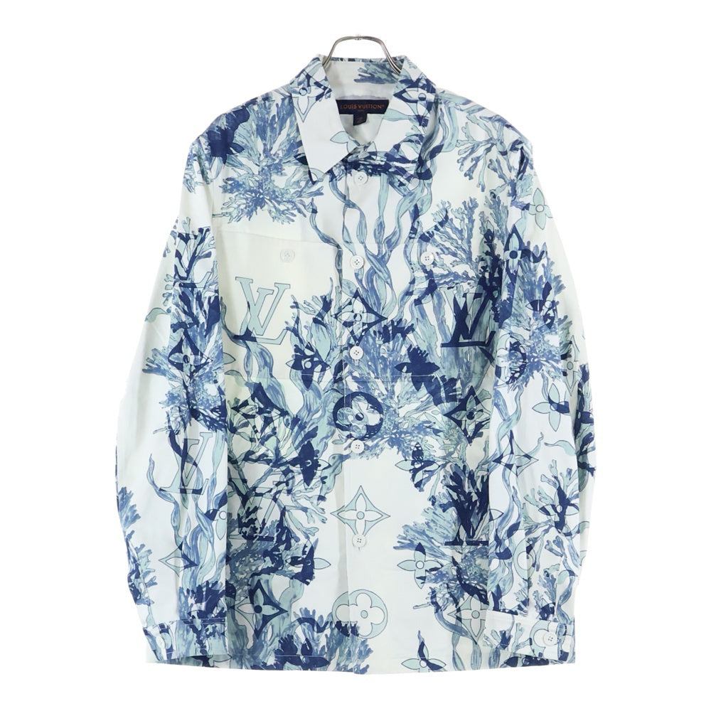 LOUIS VUITTON(ルイヴィトン) 23AW 総柄デザイン 長袖シャツジャケット ブルー/ホワイト RM232M 26 HPB25W