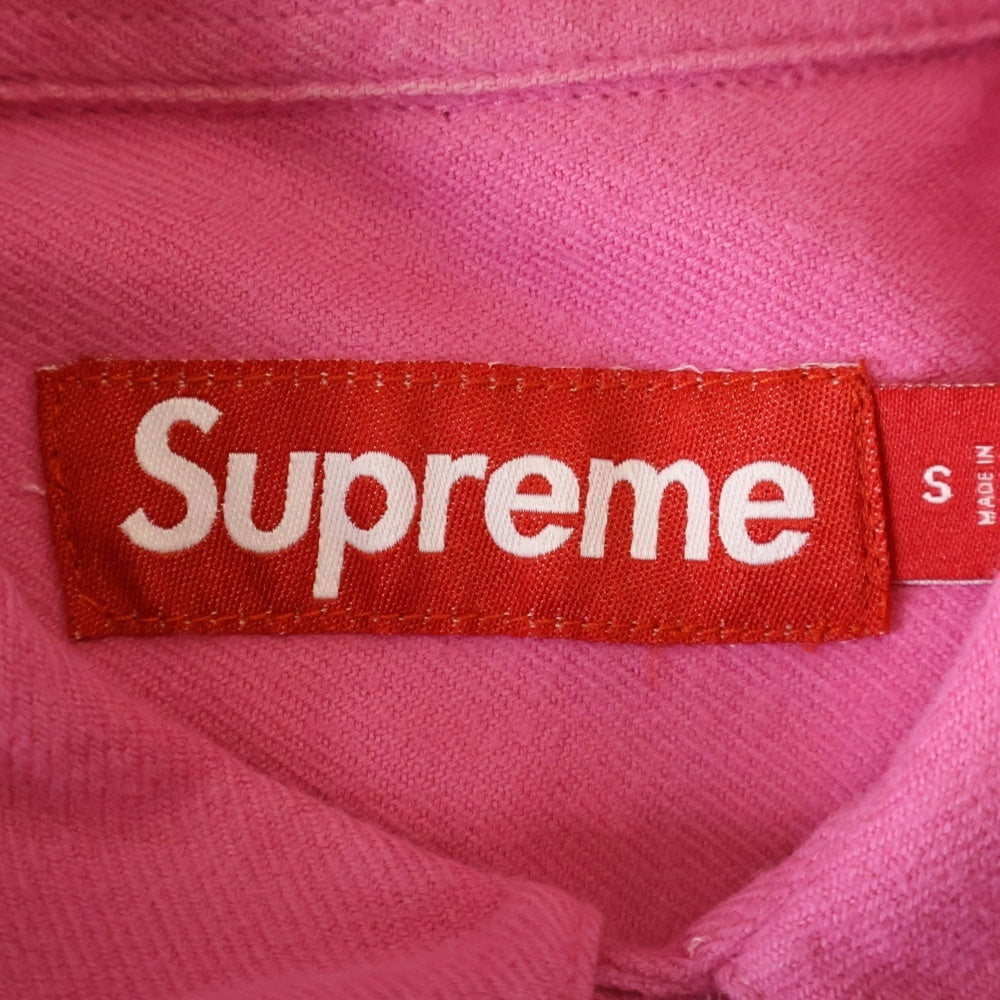SUPREME(シュプリーム) 23AW FLANNEL SHIRT ロゴ刺繍 フランネルシャツ 長袖シャツ ピンク