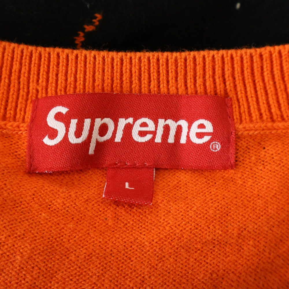 SUPREME(シュプリーム) 23AW Big Cats Jacquard L/S Top ジャガード刺繍 クルーネックセーター ニット オレンジ