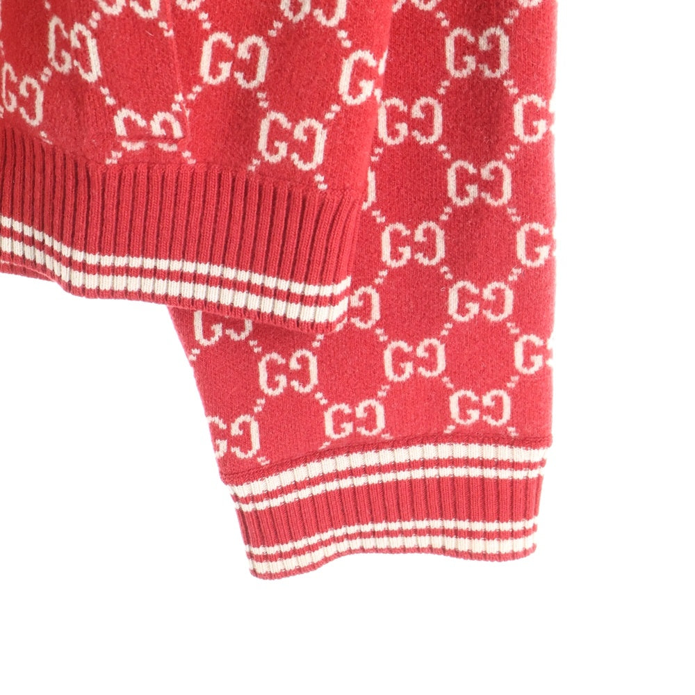 GUCCI(グッチ) 21AW GGスプリーム カシミヤ ジップアップニット レッド 645239