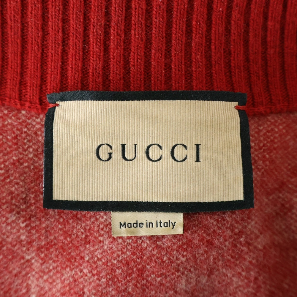 GUCCI(グッチ) 21AW GGスプリーム カシミヤ ジップアップニット レッド 645239