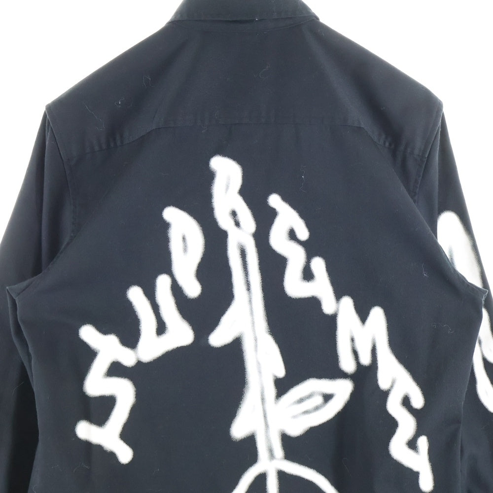 SUPREME(シュプリーム) 18AW Rose L/S Work Shirt ローズプリント ワークシャツ 長袖シャツ ブラック