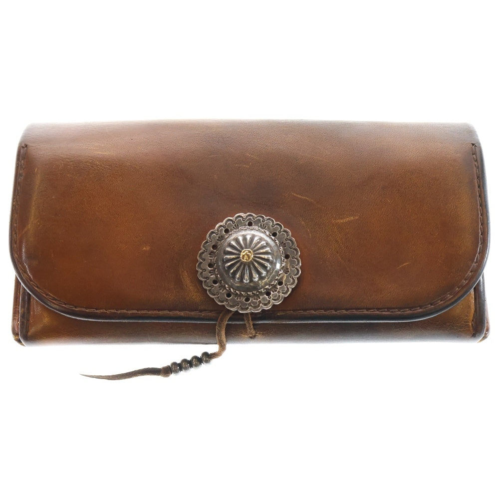 goro's(ゴローズ) K18フラワーコンチョ付き 2つ折りレザー長財布 ロングウォレット ブラウン