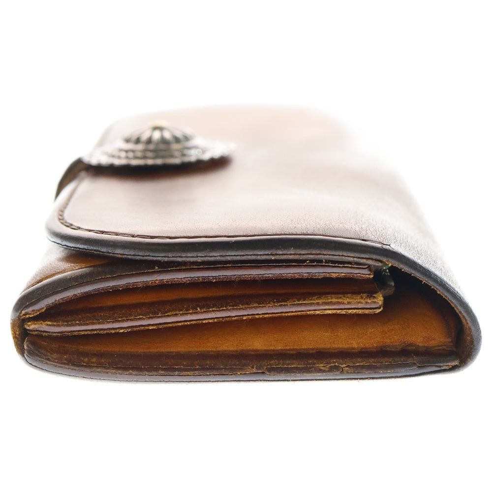 goro's(ゴローズ) K18フラワーコンチョ付き 2つ折りレザー長財布 ロングウォレット ブラウン