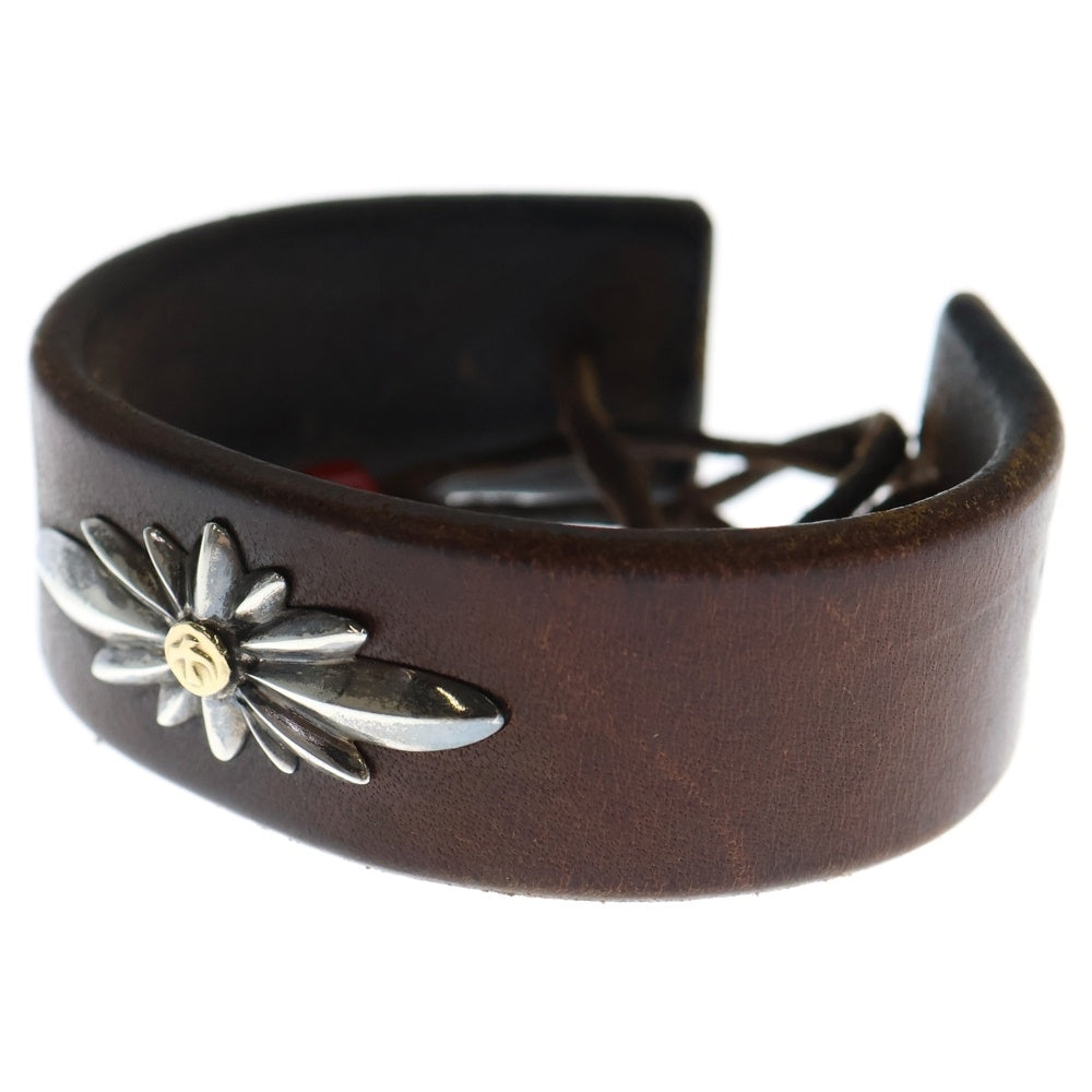 goro's(ゴローズ) 18K 金メタル GC-24 レザーブレスレット ブラウン