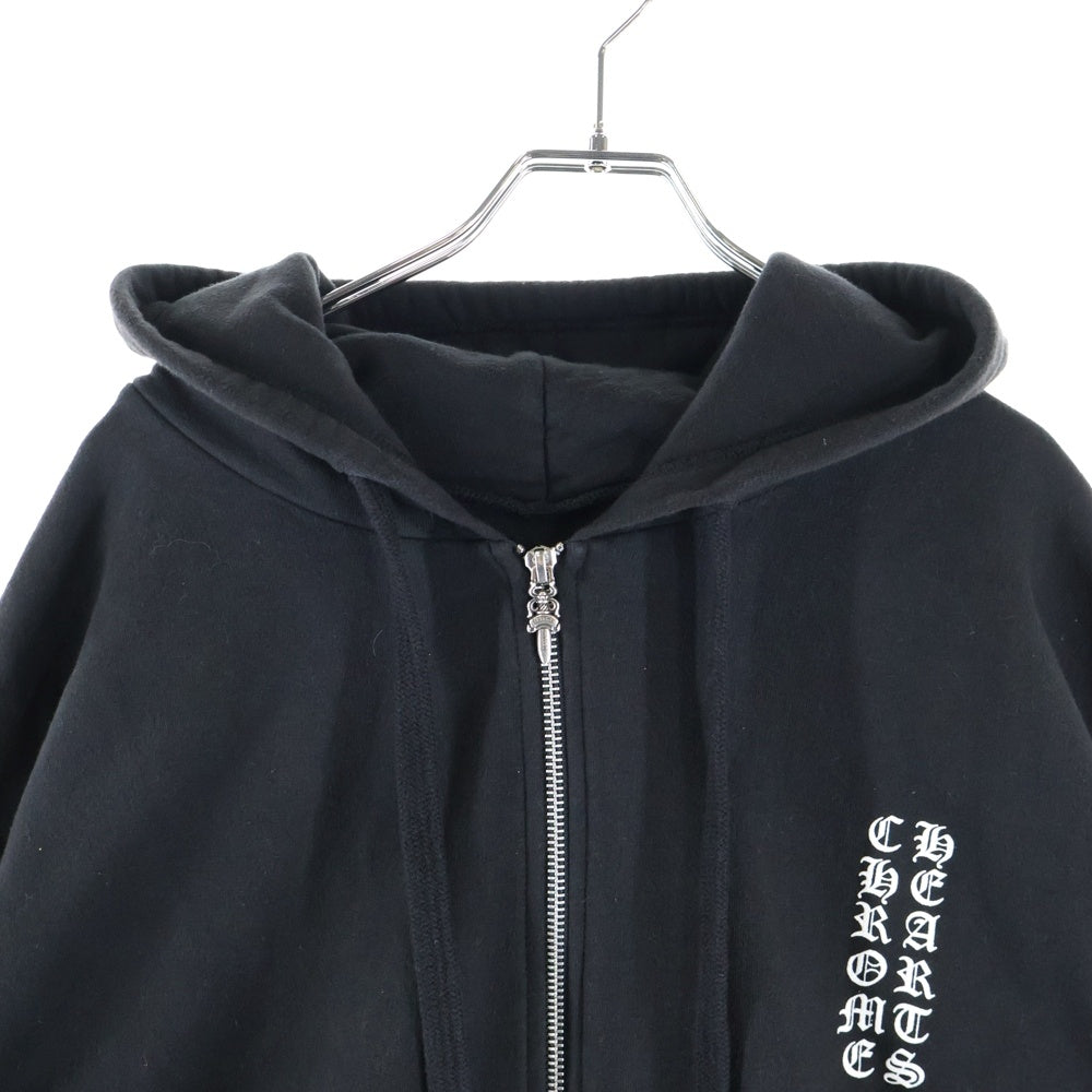 CHROME HEARTS(クロムハーツ) THRML HD ZIP 袖英字プリントジップアップパーカー フーディー ブラック