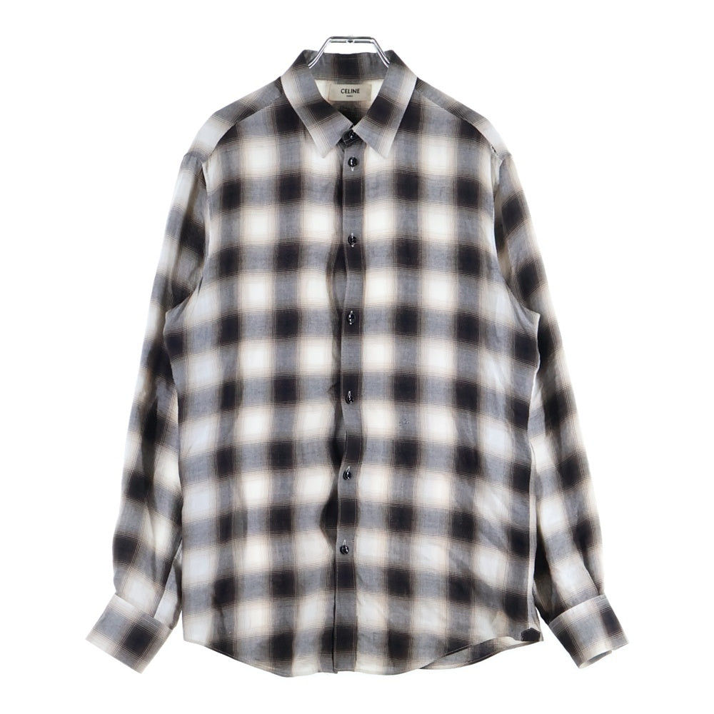 CELINE(セリーヌ) オンブレチェック レーヨン長袖シャツ ブラック 2C154878D