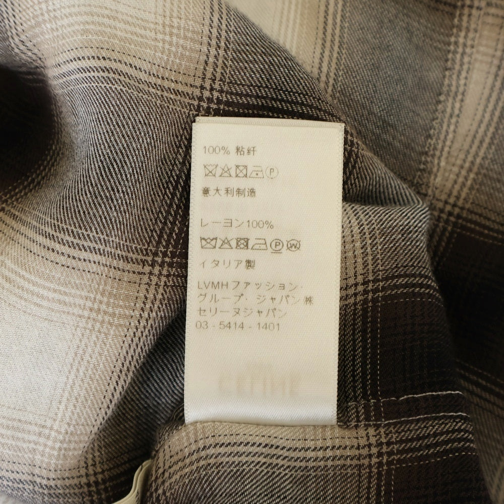 CELINE(セリーヌ) オンブレチェック レーヨン長袖シャツ ブラック 2C154878D