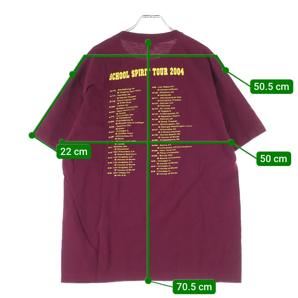 VINTAGE(ヴィンテージ) 00S KANYE WEST School Spirit Tour 2004 カニエウェスト ツアー 半袖Tシャツ カットソー ボルドー