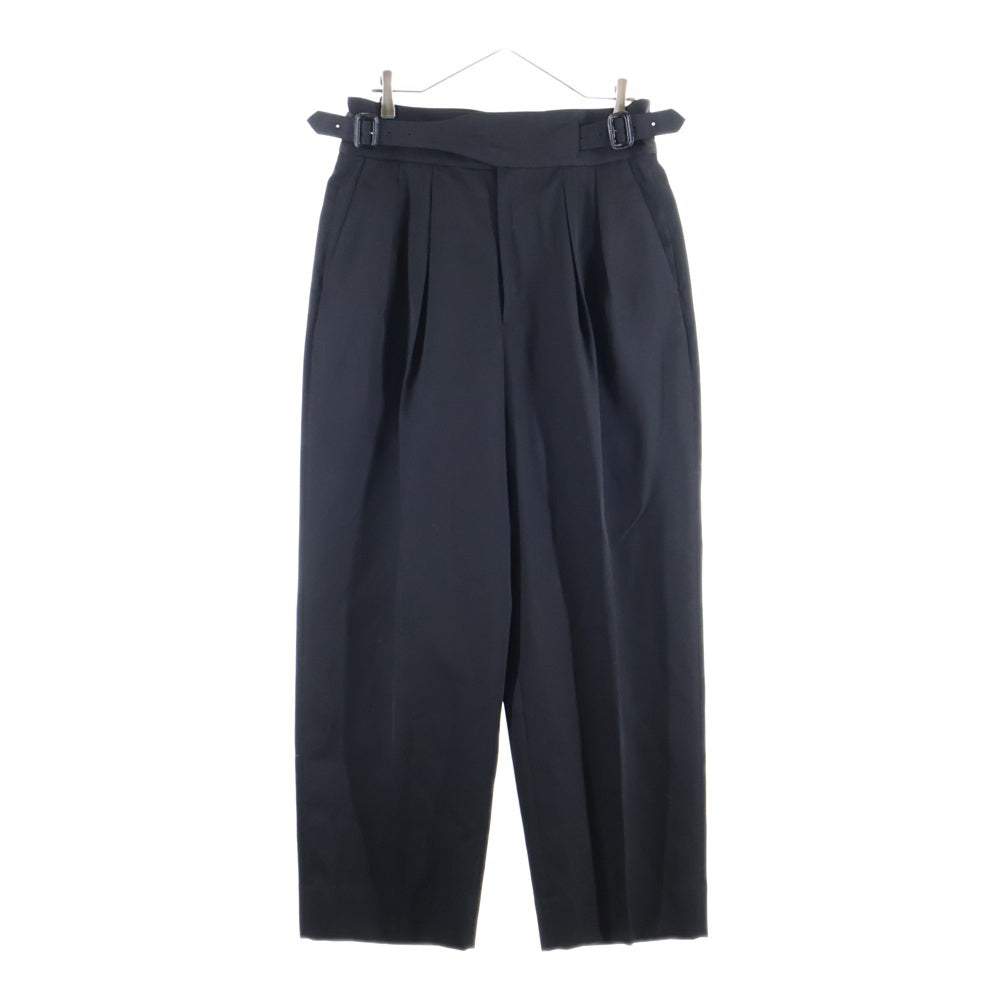 THE RERACS(ザ リラクス) 25SS ベルト付き フロントタック スラックスパンツ ブラック 25SS-REPT-240-J