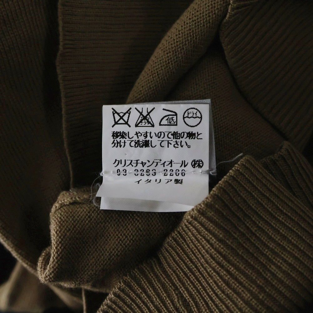 DIOR(ディオール) レザーパッチ Vネックウールニット セーター ブラウン 4HH4057501