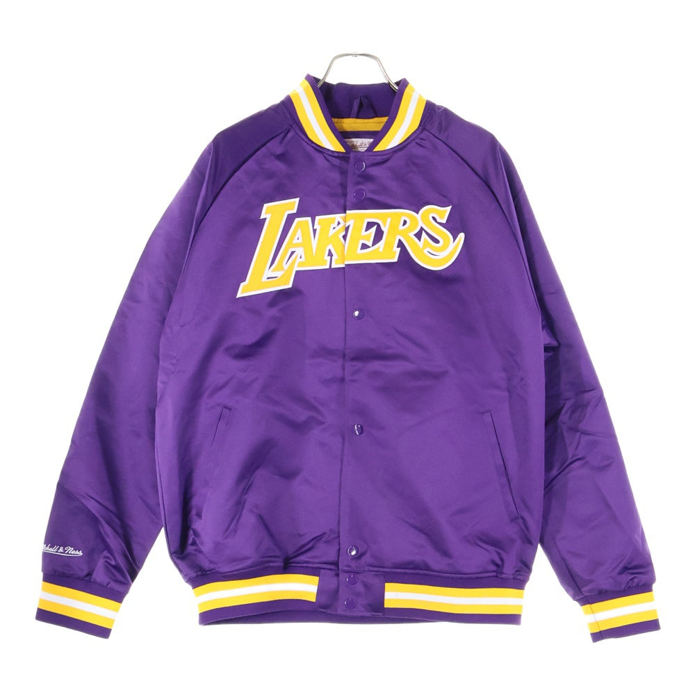 NBA(エヌビーエー) NBA LAKERS HEVYWEIGHT JACKET レイカーズ サテン スタジャン ジャケット パープル