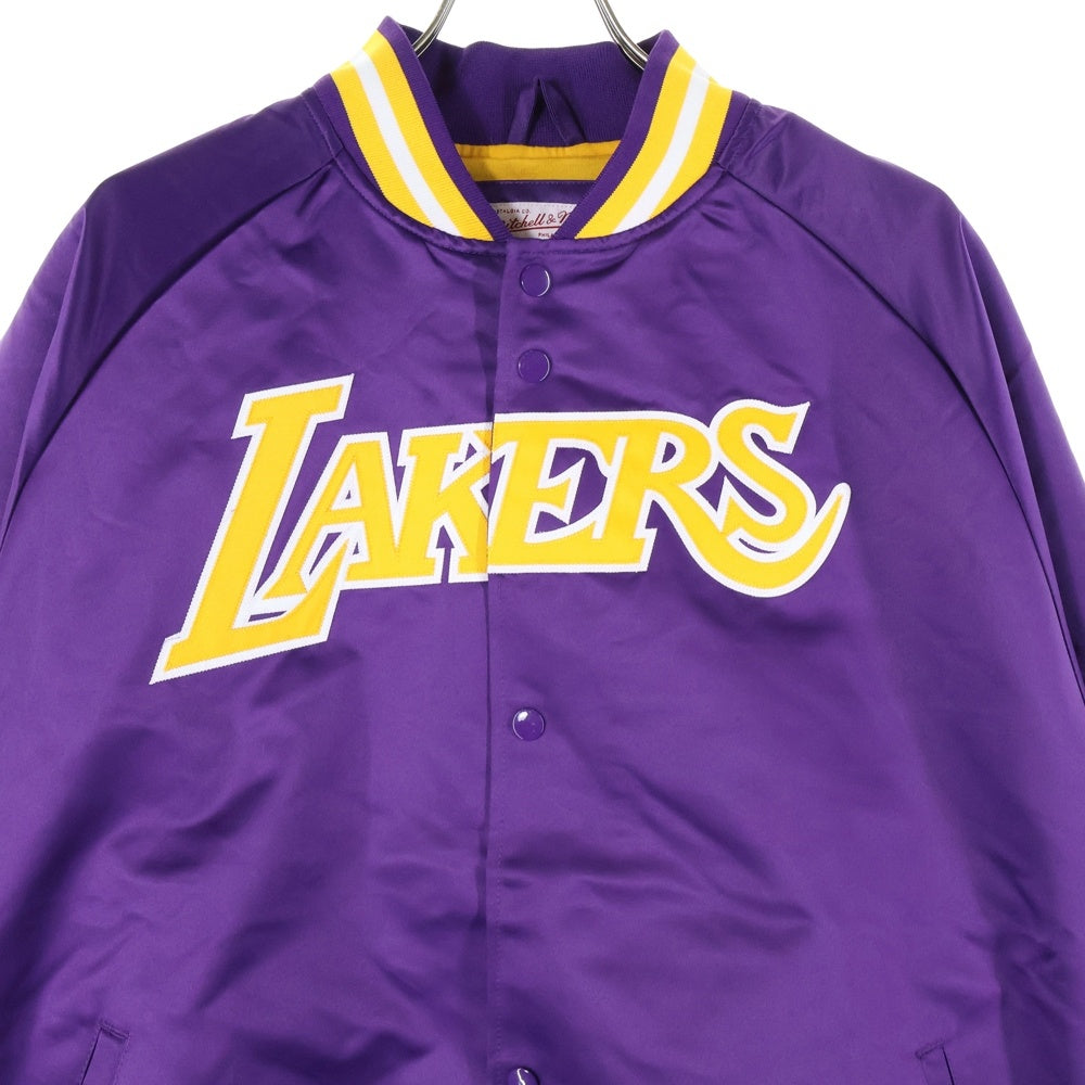 NBA(エヌビーエー) NBA LAKERS HEVYWEIGHT JACKET レイカーズ サテン スタジャン ジャケット パープル