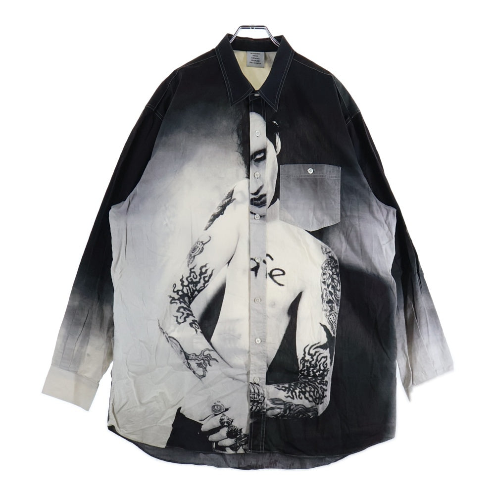 VETEMENTS(ヴェトモン) 18AW Marilyn Manson マリリンマンソン 総柄デザイン 長袖シャツ ブラック UAH19SH301